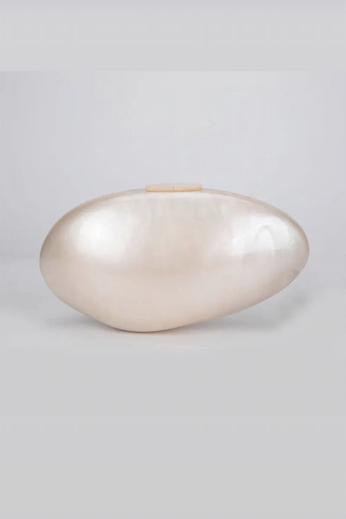 Round acrylic pearl ball clutch bag, white
