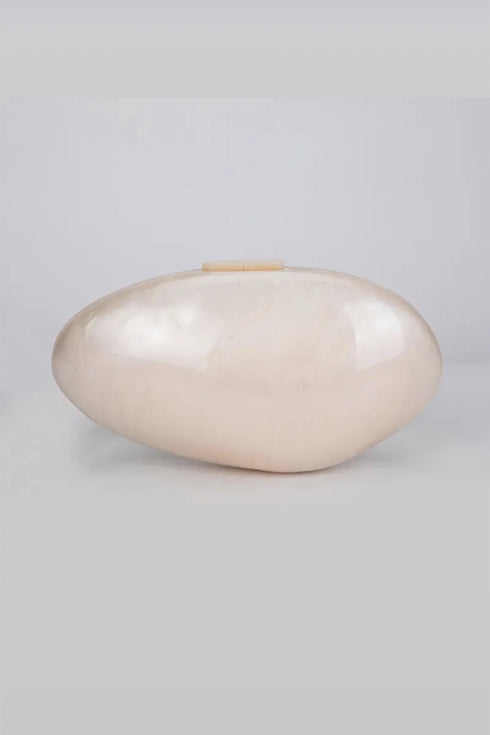 Round acrylic pearl ball clutch bag, white