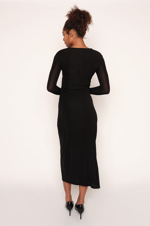 Cross Neck Cut Out Dress, Black