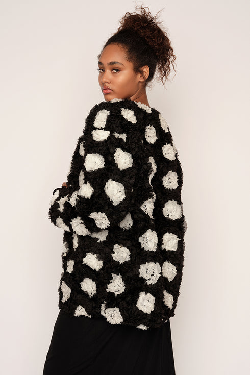 The Floral Ruffle Jacket, Black