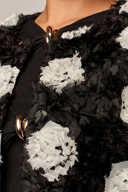 The Floral Ruffle Jacket, Black