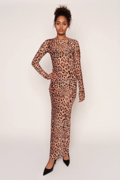 Long Sleeve Leopard Print Maxi
