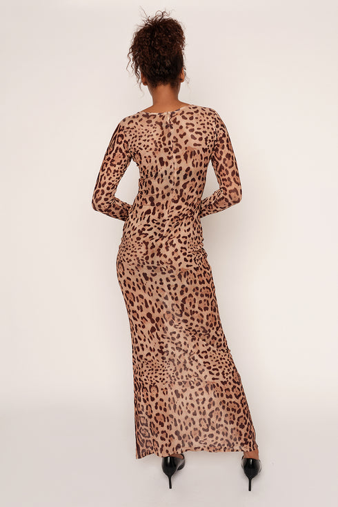 Long Sleeve Leopard Print Maxi