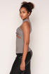 High Neck Twisted Cut Out Top, Grey
