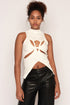 High Neck Twisted Cut Out Top, White