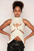 High Neck Twisted Cut Out Top, White