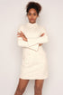 Collar Boucle Structured Dress, Cream