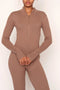 Ribbed Unitard Jumpsuit, Khaki