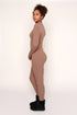 Ribbed Unitard Jumpsuit, Khaki