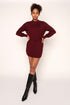 Belted Soft Jumper Dress, Burgundy