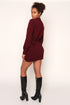Belted Soft Jumper Dress, Burgundy