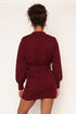 Belted Soft Jumper Dress, Burgundy