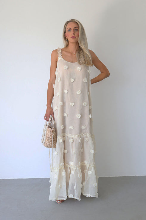 Layered Maxi Dress, Cream