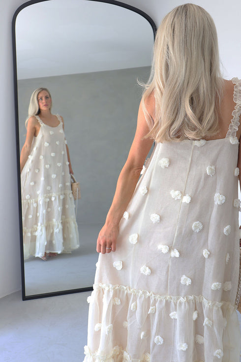 Layered Maxi Dress, Cream