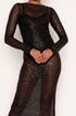 Sequin Sheer Dress, Black