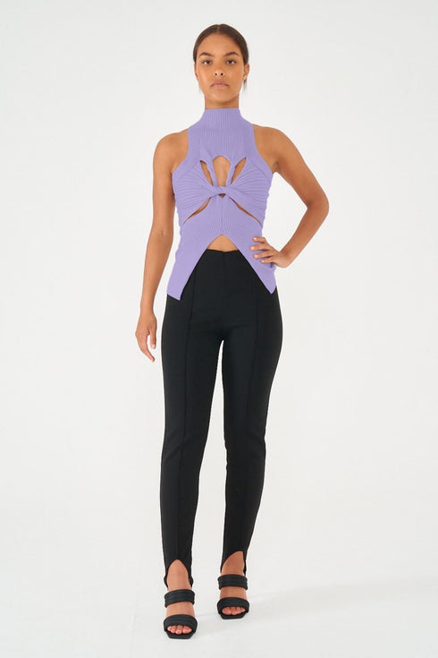 High Neck Twisted Cut Out Top, Lilac
