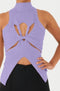 High Neck Twisted Cut Out Top, Lilac