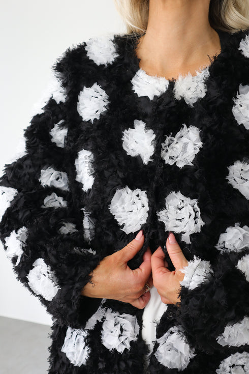 The Floral Ruffle Jacket, Black