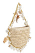 Half moon pearl shell straw bag