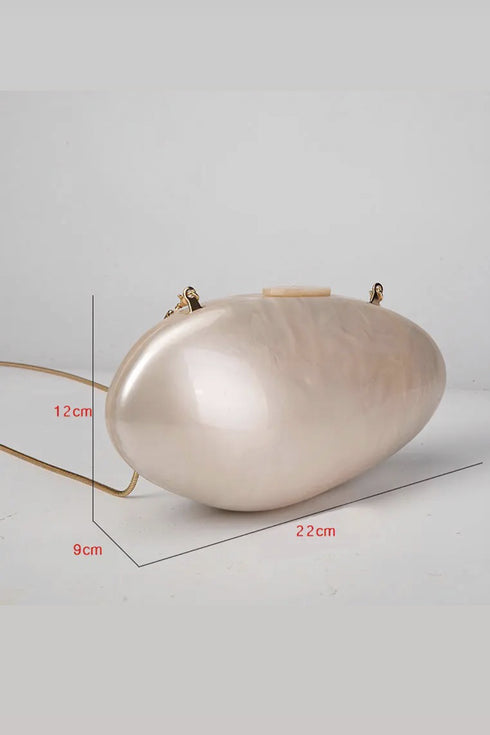 Round acrylic pearl ball clutch bag, white