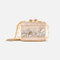 Mother of pearl gem stone clutch, gold
