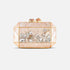 Mother of pearl gem stone clutch, gold