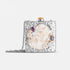 Silver metal square stone clutch, silver