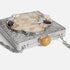 Silver metal square stone clutch, silver